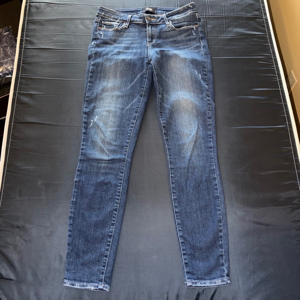 Paige Verdugo Ankle Skinny‎ Jeans Womens 26 Dark Wash Distressed Stretch Denim